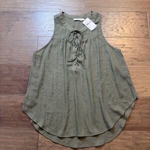 Lush Olive Green Lace‎ Up Tank Top NWT Women's Size L